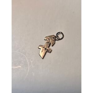 Vintage Nickel Silver Double Arrow Pendant Native American Style Charm .75"